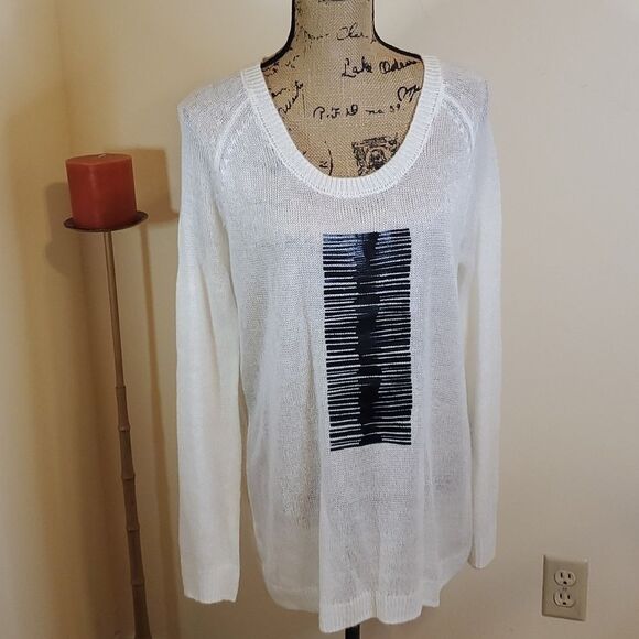 BCBGENERATION  ivory semi sheer oversized sweater size Med/Large - Picture 1 of 10